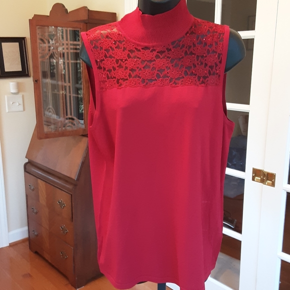 sleeveless mock turtleneck shell